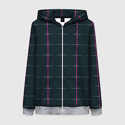Толстовка на молнии женская Color black stripes, цвет: 3D-меланж