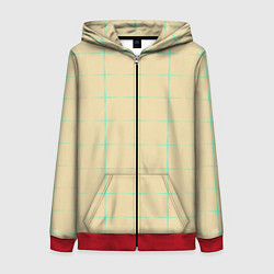 Толстовка на молнии женская Color beige green crosses, цвет: 3D-красный