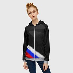 Толстовка на молнии женская Спортивный триколор России, цвет: 3D-меланж — фото 2
