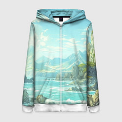 Женская толстовка на молнии Художественный берег со скалами