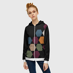 Толстовка на молнии женская Honeycombs autumn colors, цвет: 3D-белый — фото 2