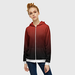 Толстовка на молнии женская Red gradient, цвет: 3D-белый — фото 2