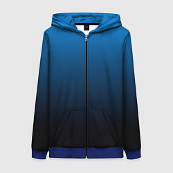 Толстовка на молнии женская Blue gradient, цвет: 3D-синий