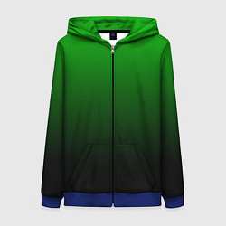 Толстовка на молнии женская Green gradient, цвет: 3D-синий