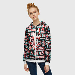 Толстовка на молнии женская Doom x fortnite glitch, цвет: 3D-белый — фото 2