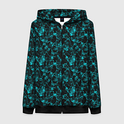 Женская толстовка на молнии Голубой с черным абстрактный узор