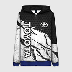 Толстовка на молнии женская Toyota - черный и белый, цвет: 3D-синий