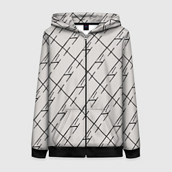 Толстовка на молнии женская Три буквы: паттерн на бежевом, цвет: 3D-черный