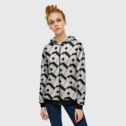 Толстовка на молнии женская Три буквы: чёрные, цвет: 3D-черный — фото 2