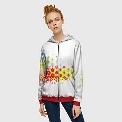 Толстовка на молнии женская Узорчатые разводы на белом, цвет: 3D-красный — фото 2