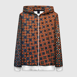 Женская толстовка на молнии Узорчатый градиент рыже-синий