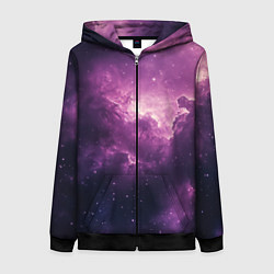 Толстовка на молнии женская Облака в космосе, цвет: 3D-черный
