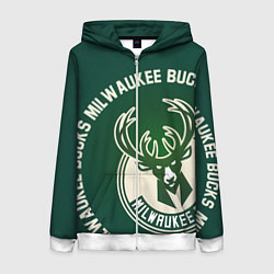 Женская толстовка на молнии Milwaukee Bucks надпись