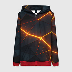Женская толстовка на молнии Оранжевые геометрические лучи