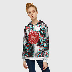Толстовка на молнии женская Ajax тропики глитч, цвет: 3D-белый — фото 2