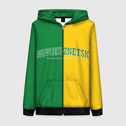 Толстовка на молнии женская Новокузнецк, зелёно-жёлтый, цвет: 3D-черный