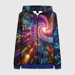 Толстовка на молнии женская Fractal neon spiral - ai art fantasy, цвет: 3D-синий