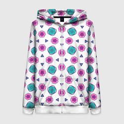 Толстовка на молнии женская Цветочно-геометрический паттерн, цвет: 3D-белый