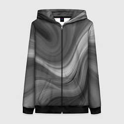 Женская толстовка на молнии Серые волны абстракция однотонная