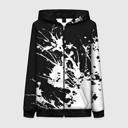 Женская толстовка на молнии Взрывная белая краска на чёрном