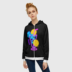 Толстовка на молнии женская Night beach, цвет: 3D-белый — фото 2