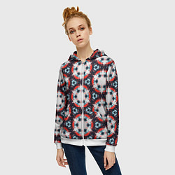 Толстовка на молнии женская Звездный узор в шестиугольниках, цвет: 3D-белый — фото 2