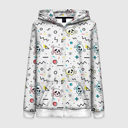 Женская толстовка на молнии Паттерн с черепами и геометрическими фигурами на Х