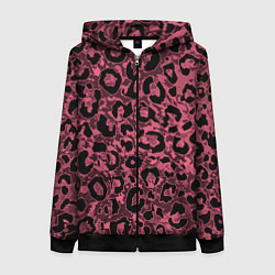 Толстовка на молнии женская Тёмный пыльно-розовый стилизация под леопарда, цвет: 3D-черный