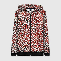 Женская толстовка на молнии Тёмный красный с белыми пятнышками