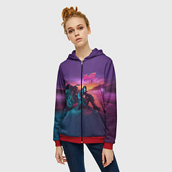 Толстовка на молнии женская Venom near his motorcycle - ai art fantasy, цвет: 3D-красный — фото 2