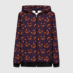 Толстовка на молнии женская Страшно веселый Halloween - паттерн, цвет: 3D-черный