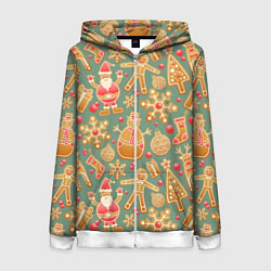 Толстовка на молнии женская Имбирные пряники, цвет: 3D-белый