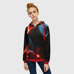 Толстовка на молнии женская Tile breaking, цвет: 3D-красный — фото 2