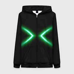 Толстовка на молнии женская Neon green lines, цвет: 3D-черный