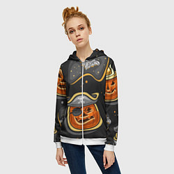 Толстовка на молнии женская Пиратский хэллоуин, цвет: 3D-белый — фото 2