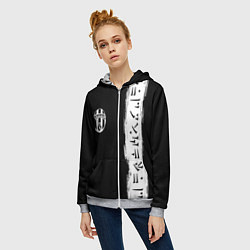 Толстовка на молнии женская Ювентус символы гейм, цвет: 3D-меланж — фото 2