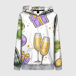 Толстовка на молнии женская Новогодний вайб, цвет: 3D-меланж