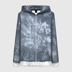 Толстовка на молнии женская Абстракция - gray-blue, цвет: 3D-белый