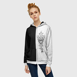 Толстовка на молнии женская Вегвизир и став бессмертия в рунах, цвет: 3D-белый — фото 2