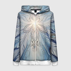 Женская толстовка на молнии Ледяной перьевой орнамент со светом
