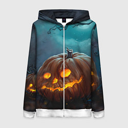 Толстовка на молнии женская Тыква, цвет: 3D-белый