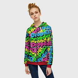 Толстовка на молнии женская Drop Dead: Acid Pattern, цвет: 3D-красный — фото 2
