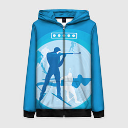 Толстовка на молнии женская Биатлон, цвет: 3D-черный