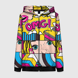 Толстовка на молнии женская POP ART, цвет: 3D-черный