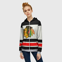 Толстовка на молнии женская Chicago Blackhawks, цвет: 3D-меланж — фото 2