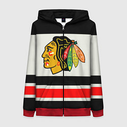 Толстовка на молнии женская Chicago Blackhawks, цвет: 3D-красный