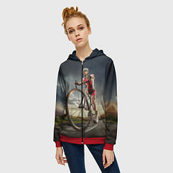 Толстовка на молнии женская Велогонщик, цвет: 3D-красный — фото 2