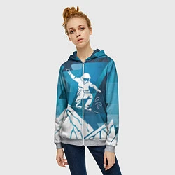 Толстовка на молнии женская Горы и сноубордист, цвет: 3D-меланж — фото 2