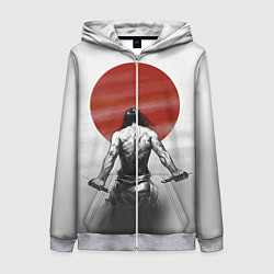 Толстовка на молнии женская Ярость самурая, цвет: 3D-меланж