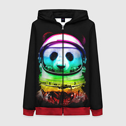 Толстовка на молнии женская Панда космонавт, цвет: 3D-красный